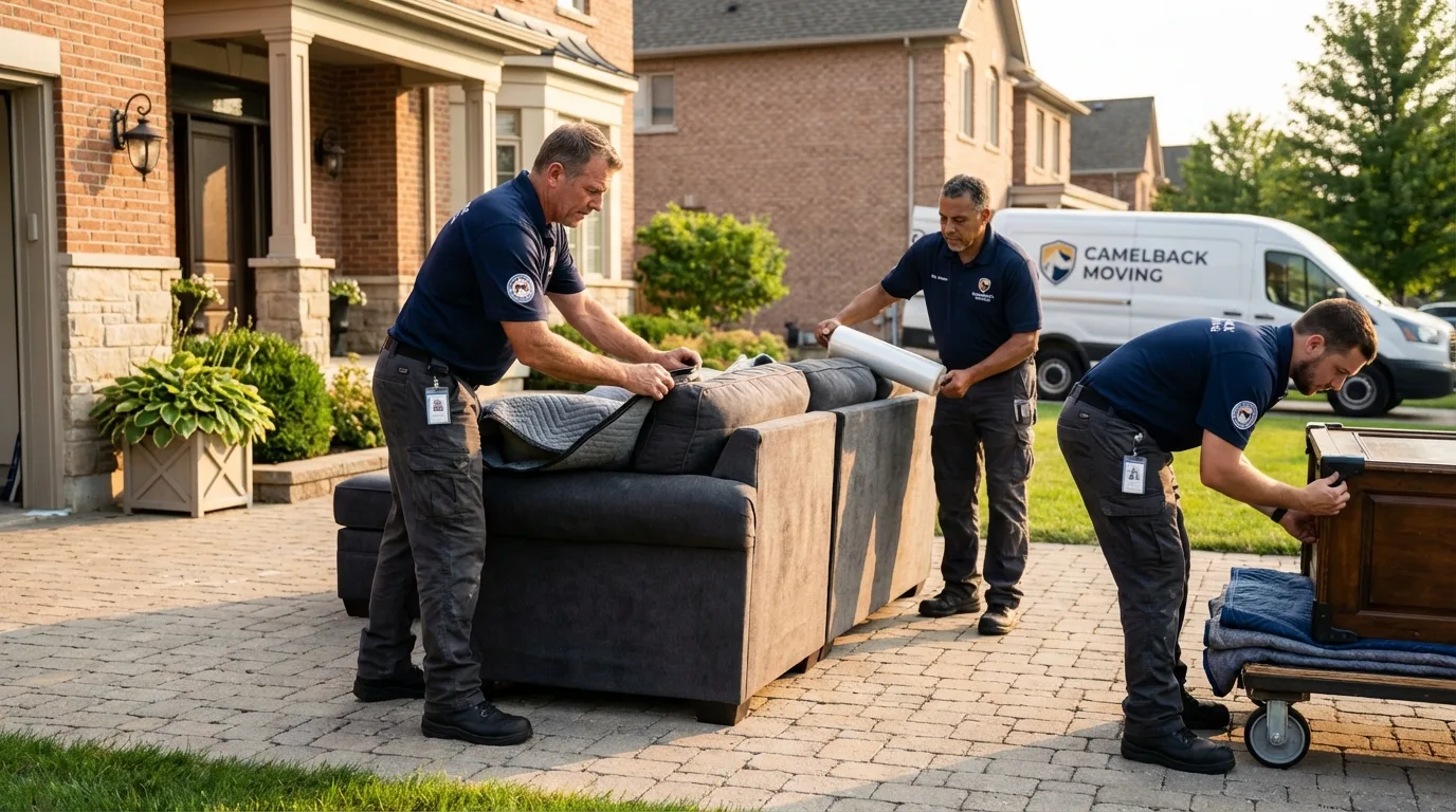 Large estate moving crew wrapping furniture in East Sandwich, MA