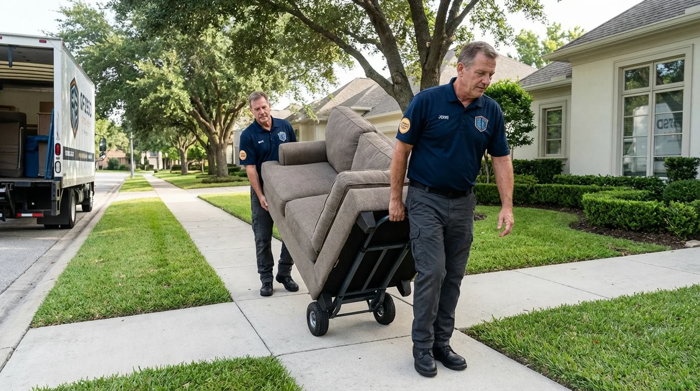 Local residential moving crew loading furniture in East Sandwich, MA